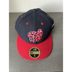 Washington Nationals Stars Stripes 59fifty New Era Fitted Hat Sz 8 Blue Red NWT